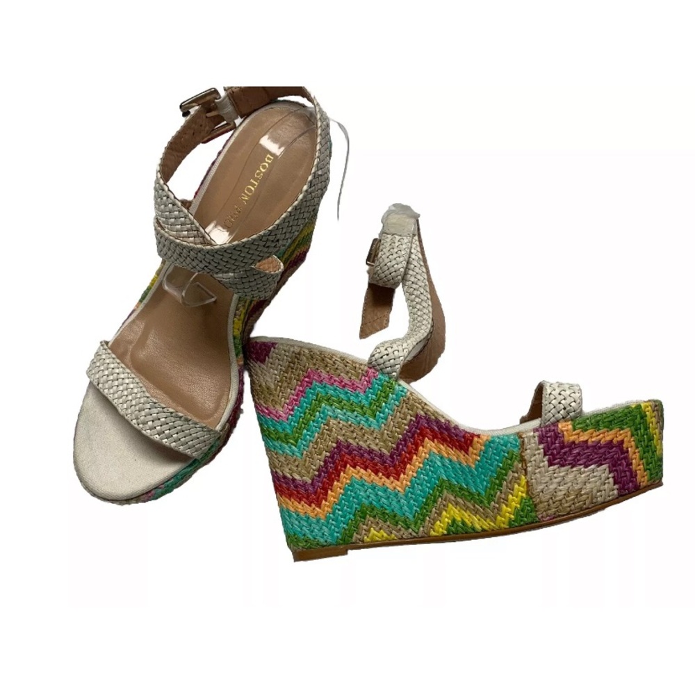 Boston Proper NEW Multi color chevron wedge  Sandal Sz 9.5
